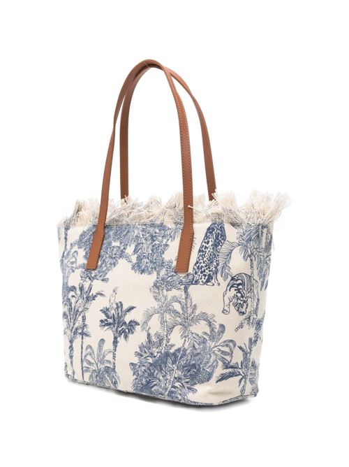 Borsa donna City Bag Fringe media con stampa palme MC2 SAINT BARTH | CITY bag m fringe01751L